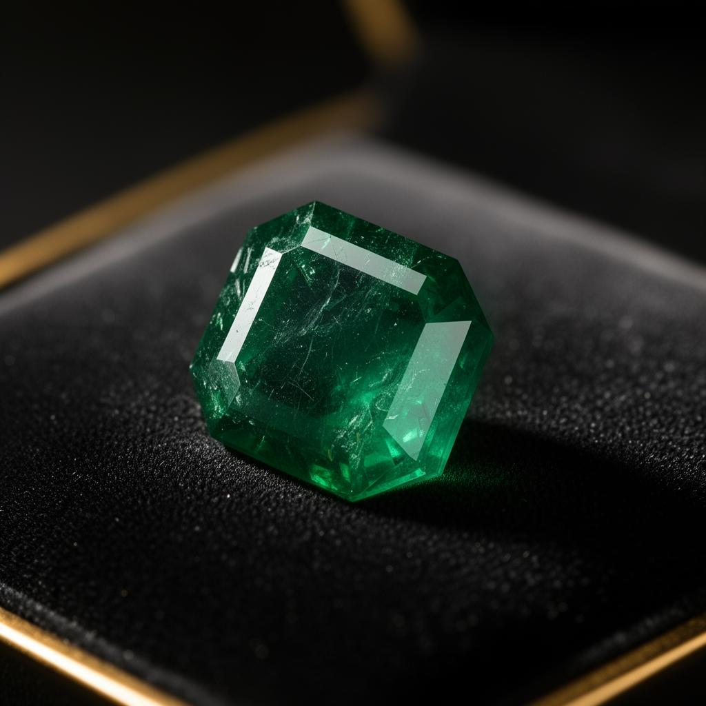 Premium emerald gemstone on black velvet