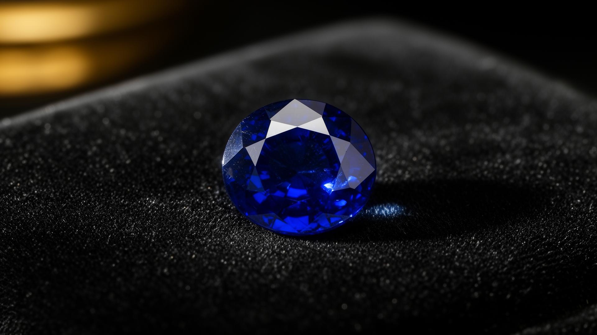 Ceylon sapphire under spotlight